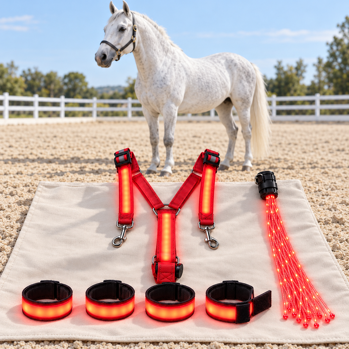 🐎Full Glow LED Horse Visibility Kit-✨Don’t Let the Dark Hide Your Horse