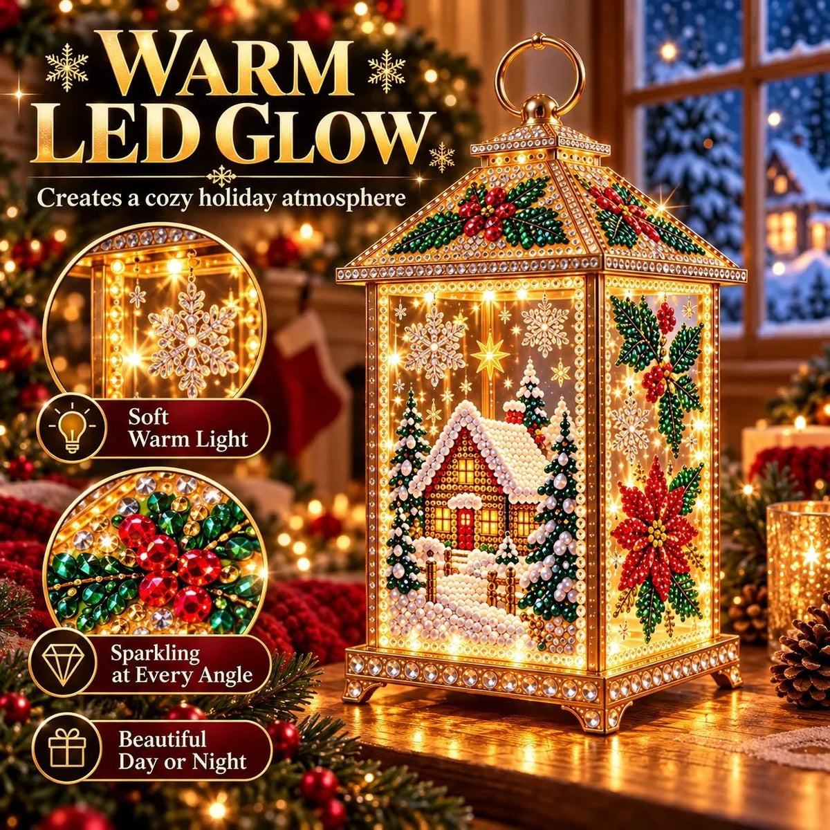 ✨ Christmas Glow — DIY Light-Up Diamond Art Lantern