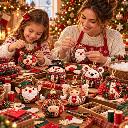 🧘Relaxing & Beginner-Friendly- 🎄Cozy Patchwork Christmas Ornament Collection✨Relaxing DIY Craft to Create Stunning Christmas Artwork