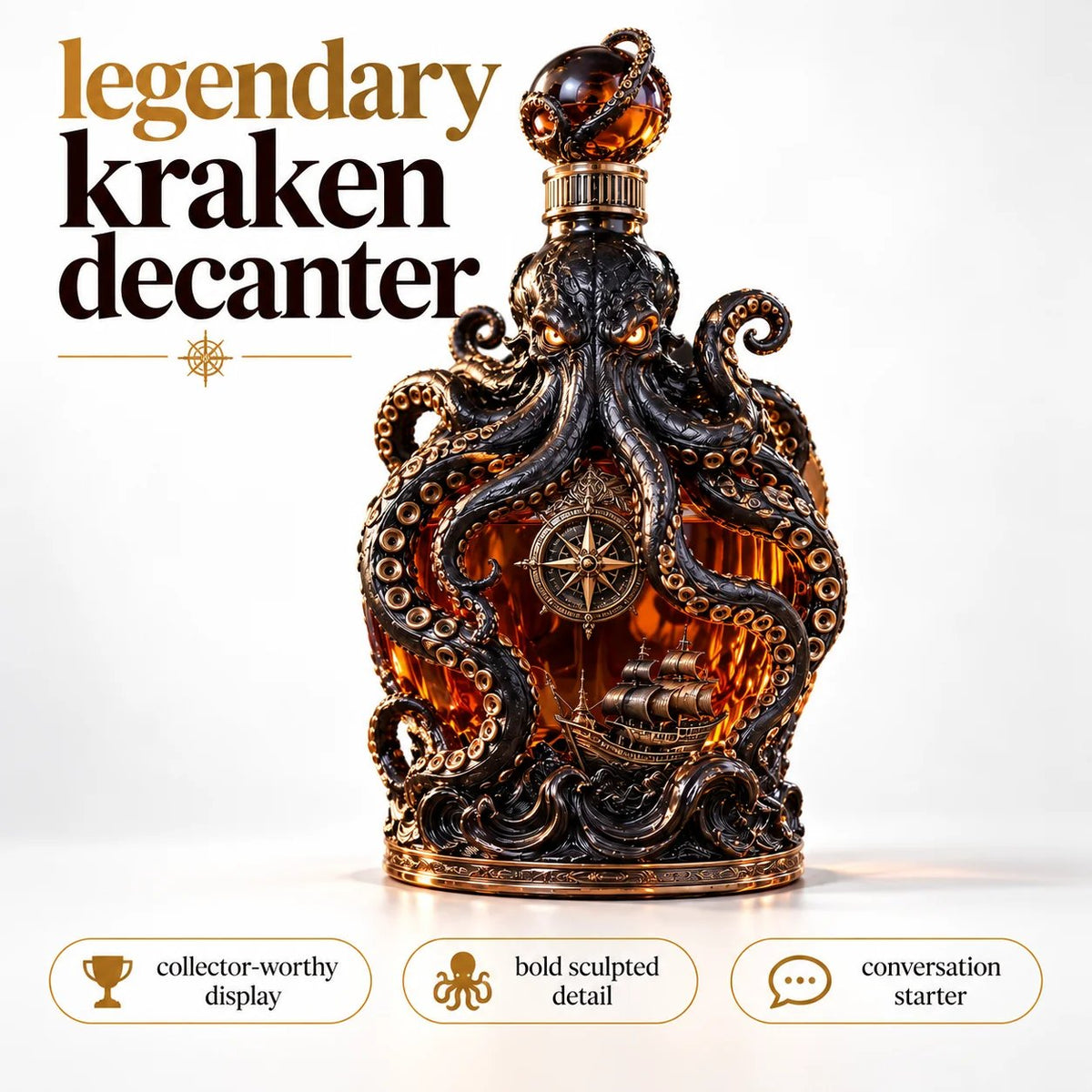 🥃Dark Abyss Kraken Decanter – Sculpted Collector Bottle for Home Bar & Gifting