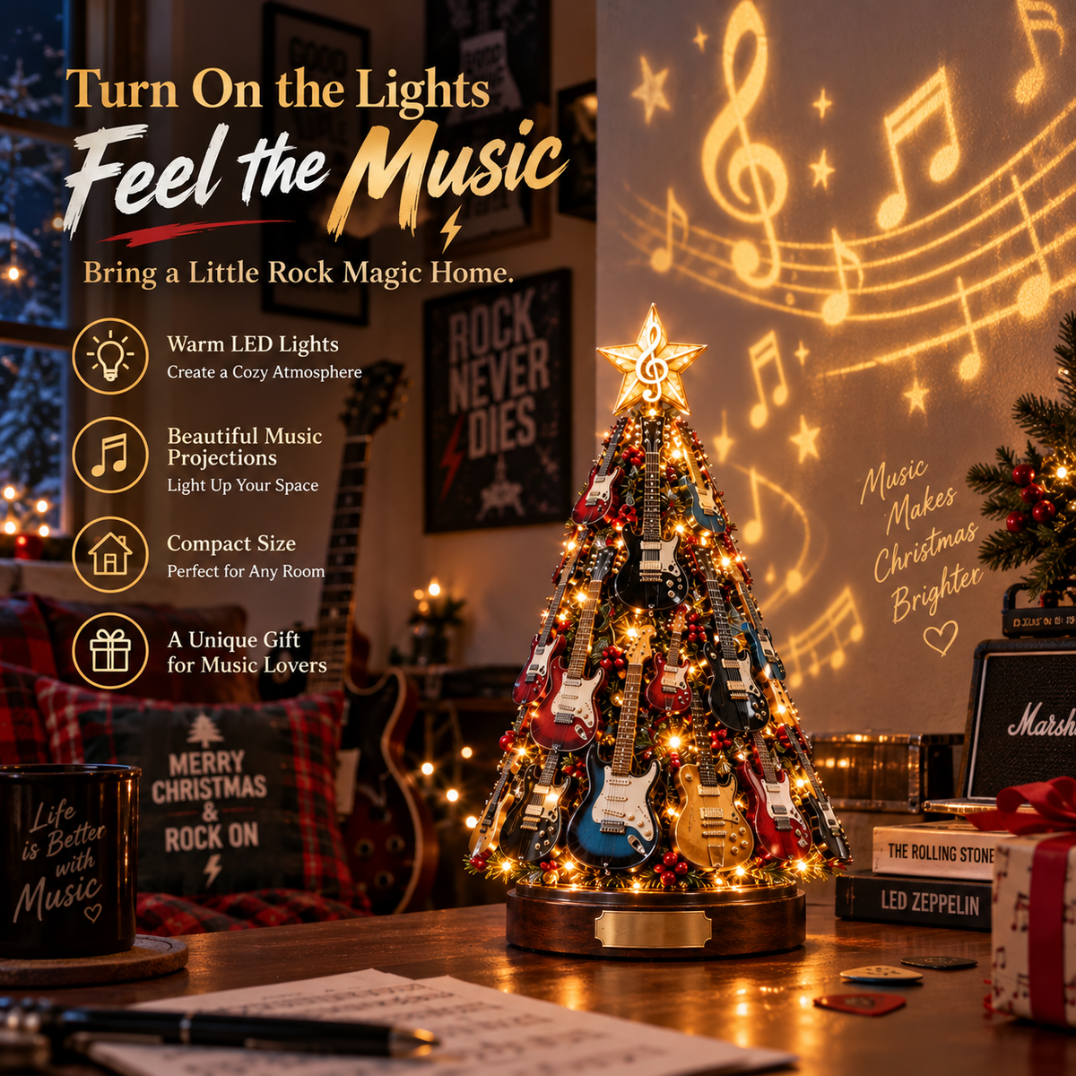 🎸Musical Guitar Christmas Tree Light-🎁A Christmas Tree Made for Music Lovers
