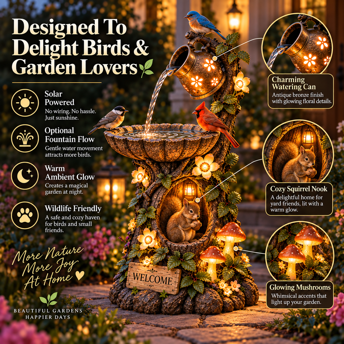 ⏰Limited Stock 49% OFF -🐿️ Solar Birdbath Fountain Garden Deco(❤Same as the video)r