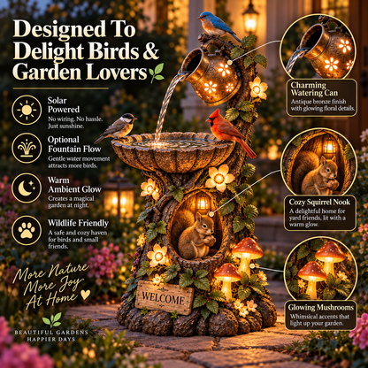 ⏰Limited Stock 49% OFF -🐿️ Solar Birdbath Fountain Garden Deco(❤Same as the video)r