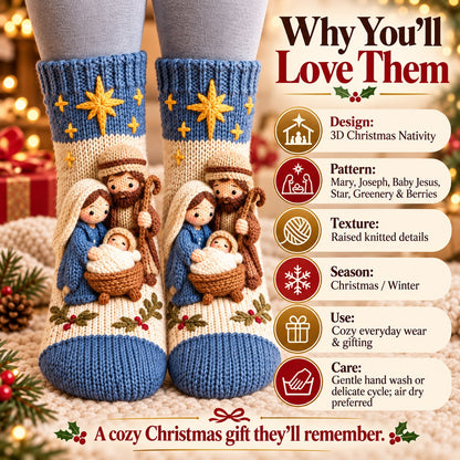 🔥😍Holy Night 3D Nativity Christmas Socks – A Meaningful Holiday Keepsake