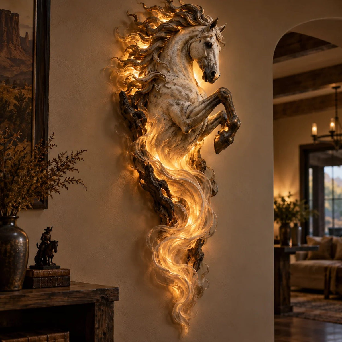 🦄 Celestial Flame Unicorn Wall Sconce – A Magical Guardian Awakens on Your Wall