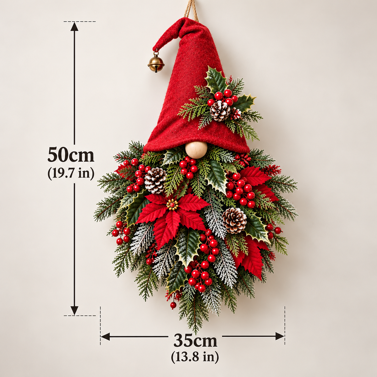 🎄🧙‍♂️ Merry Evergreen Gnome Door Hanger – Whimsical Christmas Front Door Décor