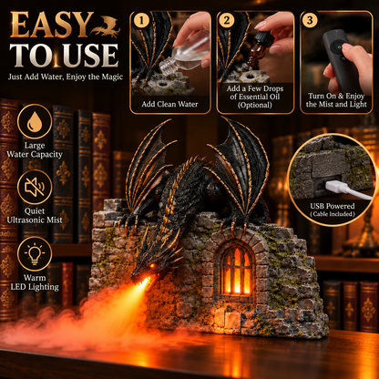 🐉🔥 Dragon Humidifier with Flame Effect – Bring Fantasy Magic to Your Reading Nook ✨