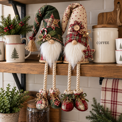 Plaid Christmas Gnome Shelf Sitter