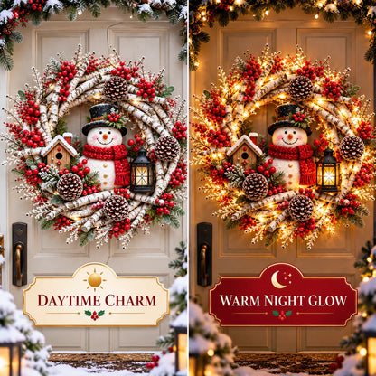 🔥Snowy Birch Cardinal Wreath™ – Lighted Christmas Door Wreath