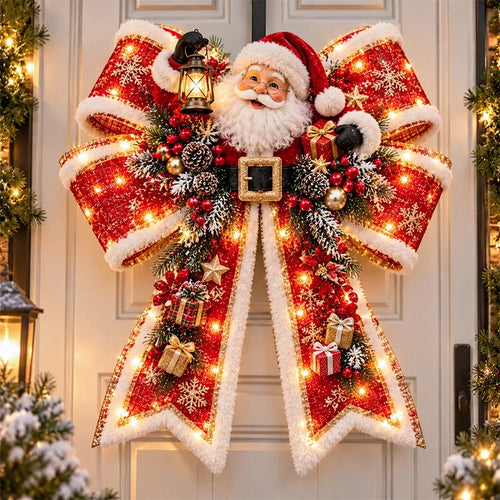 🎀🎄Oversized Light-Up Christmas Magic Bow Door Hangers(🎁Same as the video)