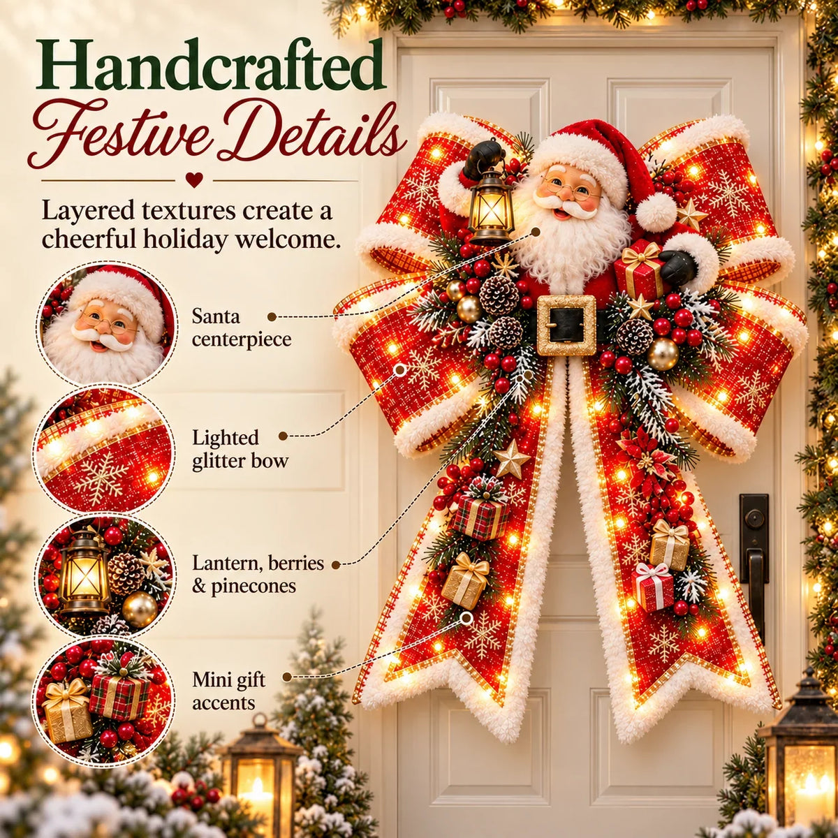 🎀🎄Oversized Light-Up Christmas Magic Bow Door Hangers(🎁Same as the video)