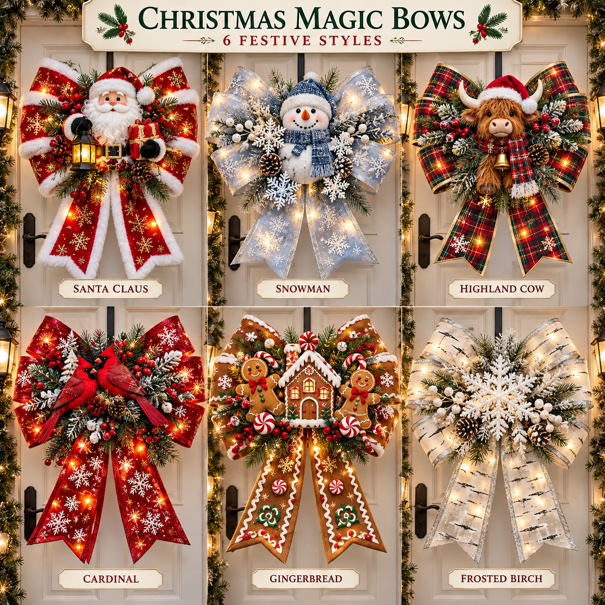 🎀🎄Oversized Light-Up Christmas Magic Bow Door Hangers(🎁Same as the video)