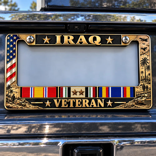 🇺🇸 Iraq War Veteran Honor – Metal License Plate Frame