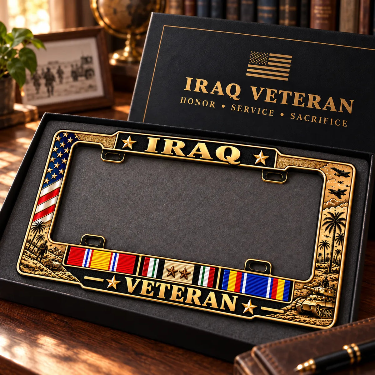🇺🇸 Iraq War Veteran Honor – Metal License Plate Frame