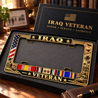 🇺🇸 Iraq War Veteran Honor – Metal License Plate Frame