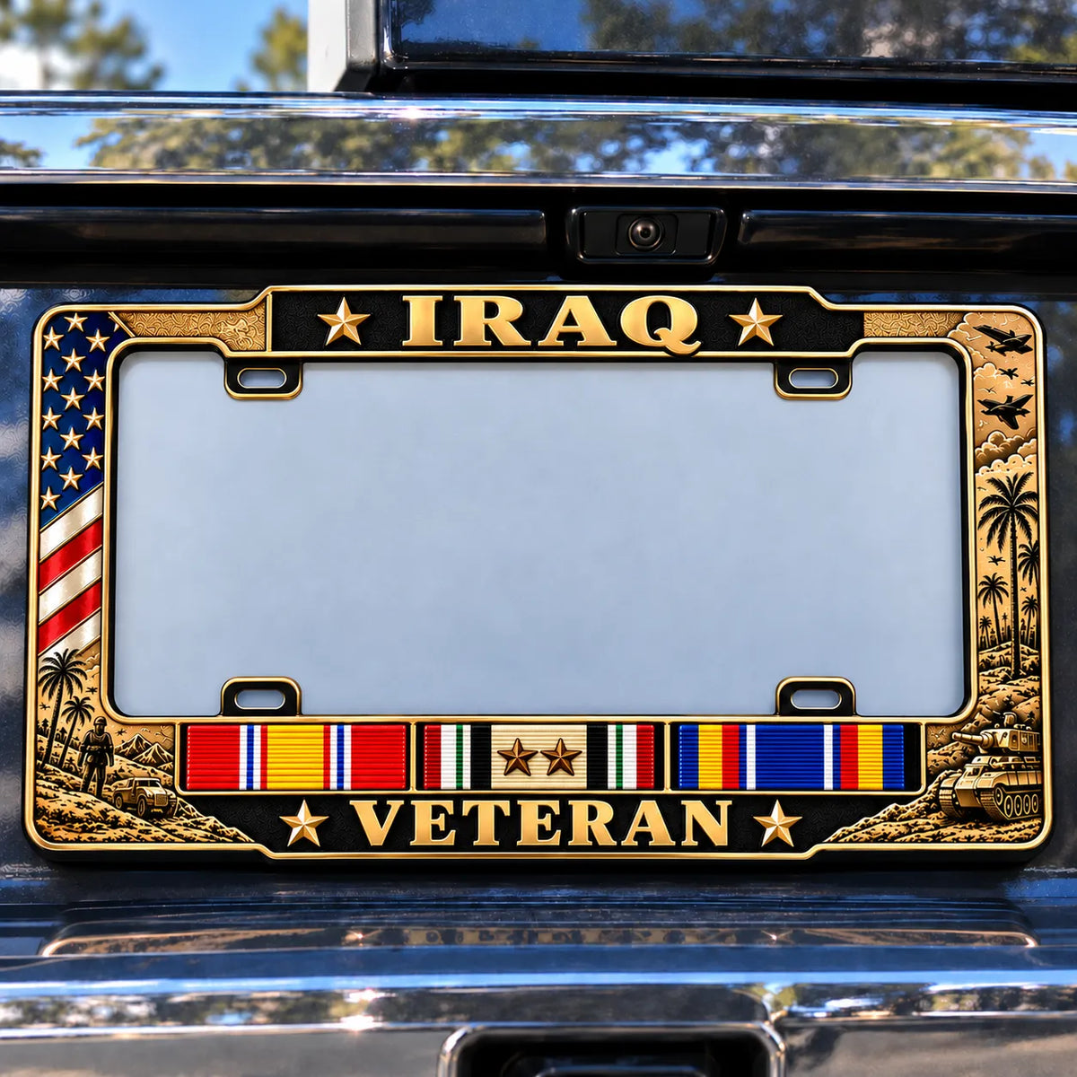 🇺🇸 Iraq War Veteran Honor – Metal License Plate Frame