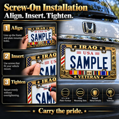 🇺🇸 Iraq War Veteran Honor – Metal License Plate Frame