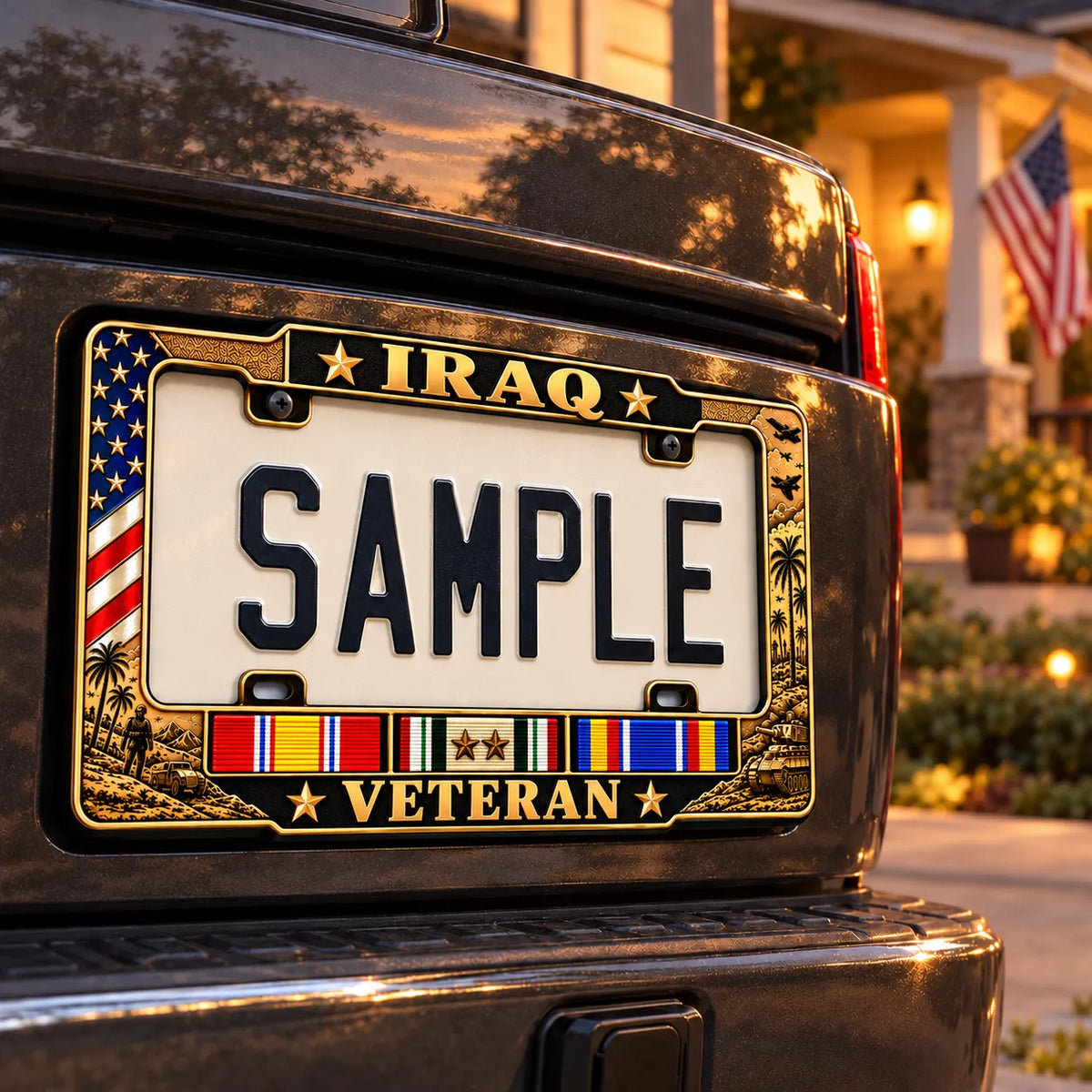 🇺🇸 Iraq War Veteran Honor – Metal License Plate Frame