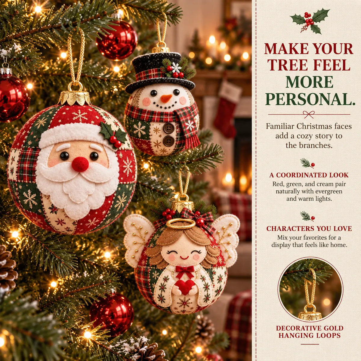 🧘Relaxing & Beginner-Friendly- 🎄Cozy Patchwork Christmas Ornament Collection✨Relaxing DIY Craft to Create Stunning Christmas Artwork