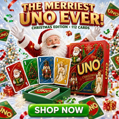 -🃏UNO Christmas Edition🎄 Holiday Family Card Game with 112 Festive Cards