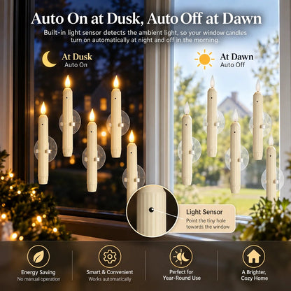 🕯️✨ CozyGlow™ Automatic Window Candles – Dusk to Dawn LED Candles (6-Pack)
