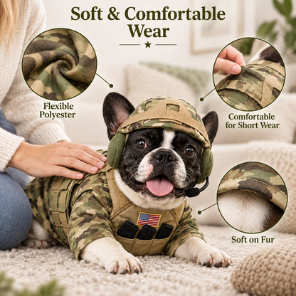 Military Camo Soldier Dog Costume – Complete 5-Piece Tactical Set