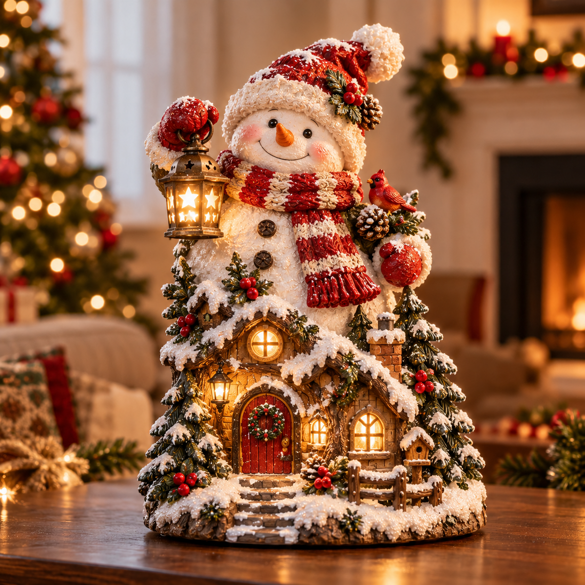🎄✨ Cozy Christmas Cottage™ – Lighted Holiday Figurine Collection