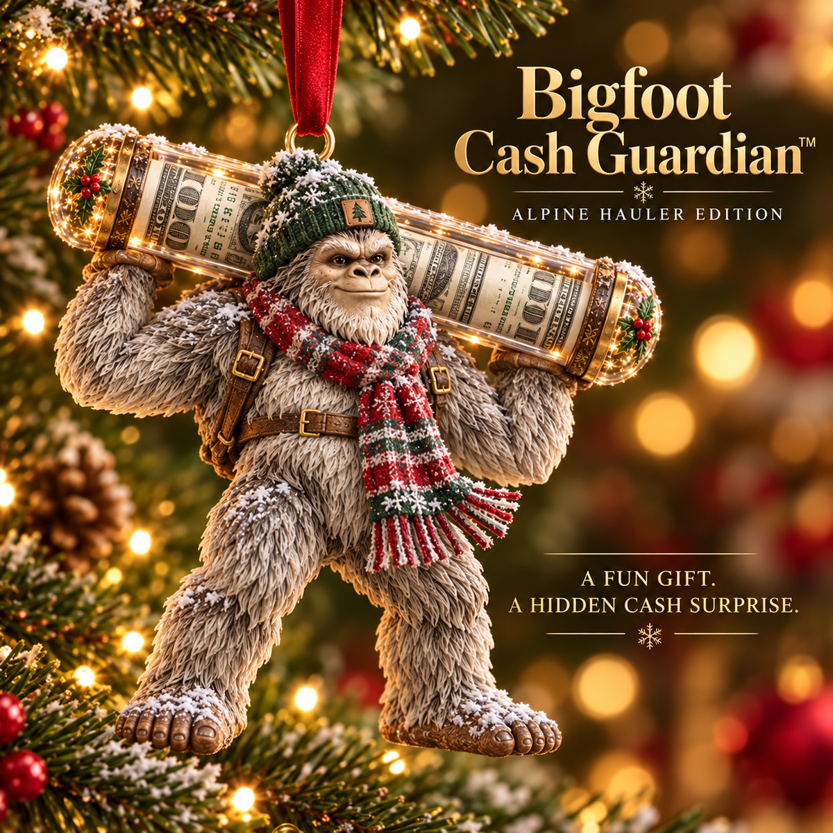🎄👣 Bigfoot Cash Keeper™ – 15 Funny Christmas Cash Holder Ornaments 💵🎁
