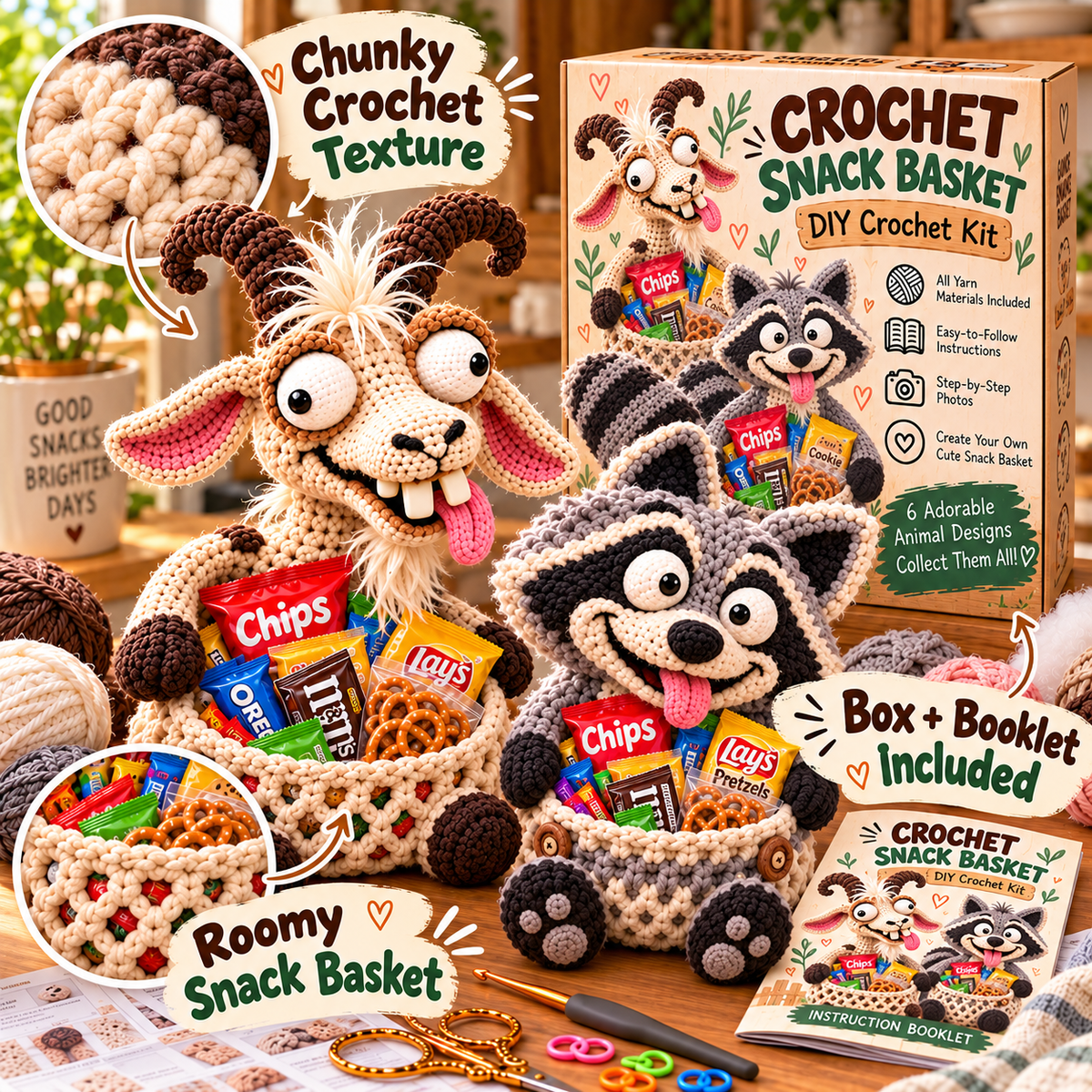 😂Quirky Crochet Animal Snack Baskets – Fun & Functional Decor