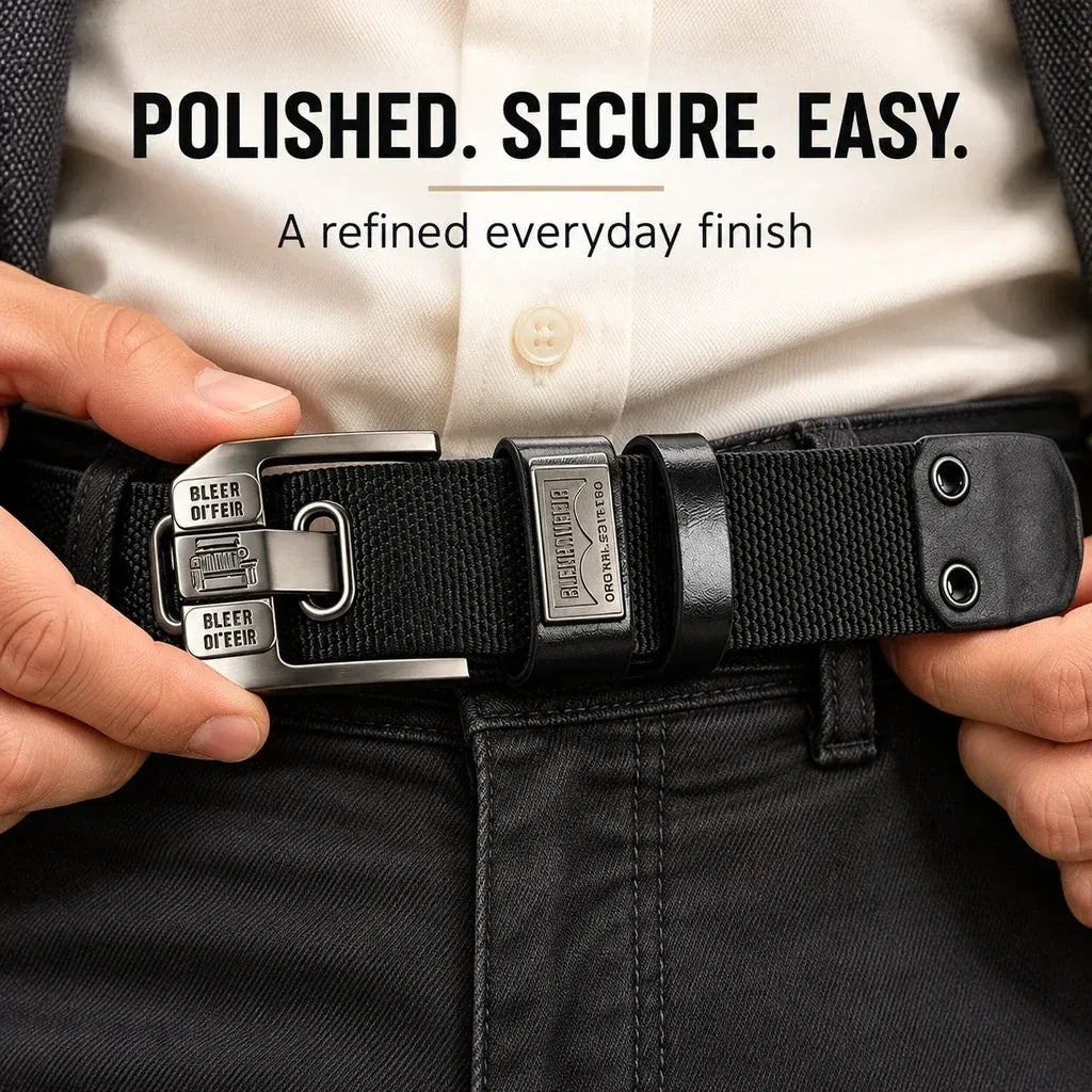 100% Handmade in USA-🔥 No-Hole Adjustable Stretch Work Belt with Square Metal Buckle