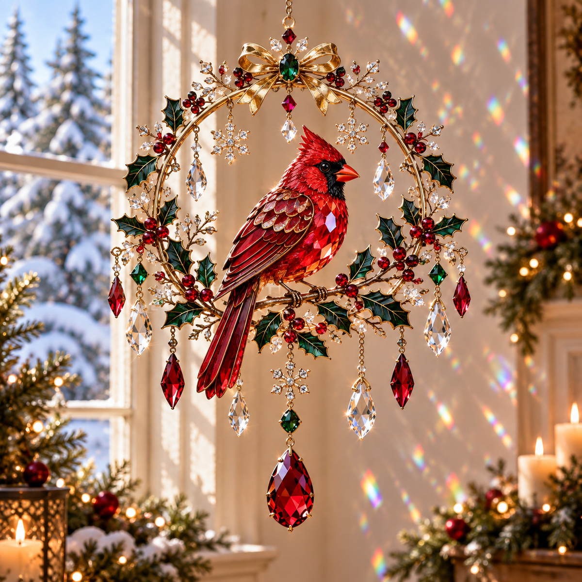 ✨🎄 Christmas Sparkle Suncatcher – Hanging Window Décor | 5 Festive Designs