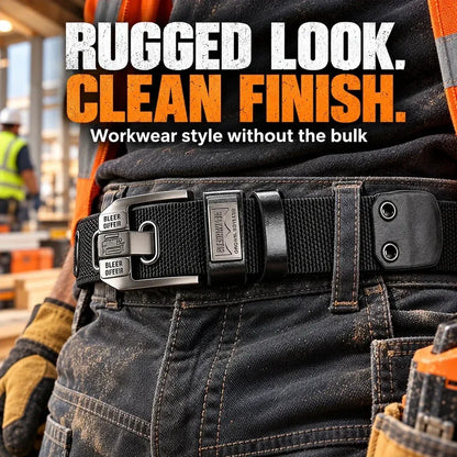 100% Handmade in USA-🔥 No-Hole Adjustable Stretch Work Belt with Square Metal Buckle