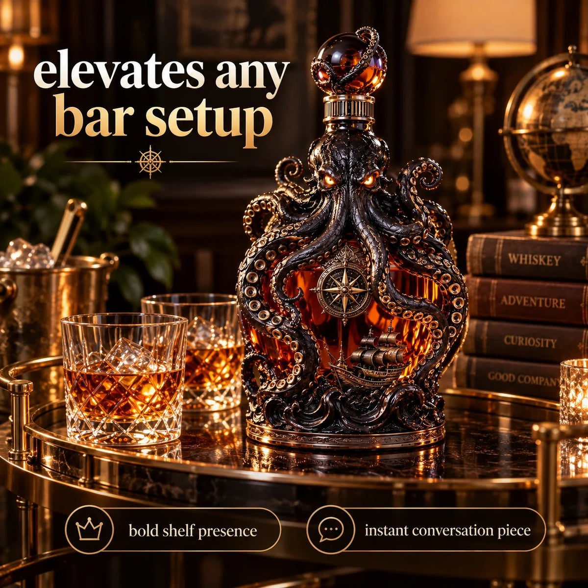 🥃Dark Abyss Kraken Decanter – Sculpted Collector Bottle for Home Bar & Gifting