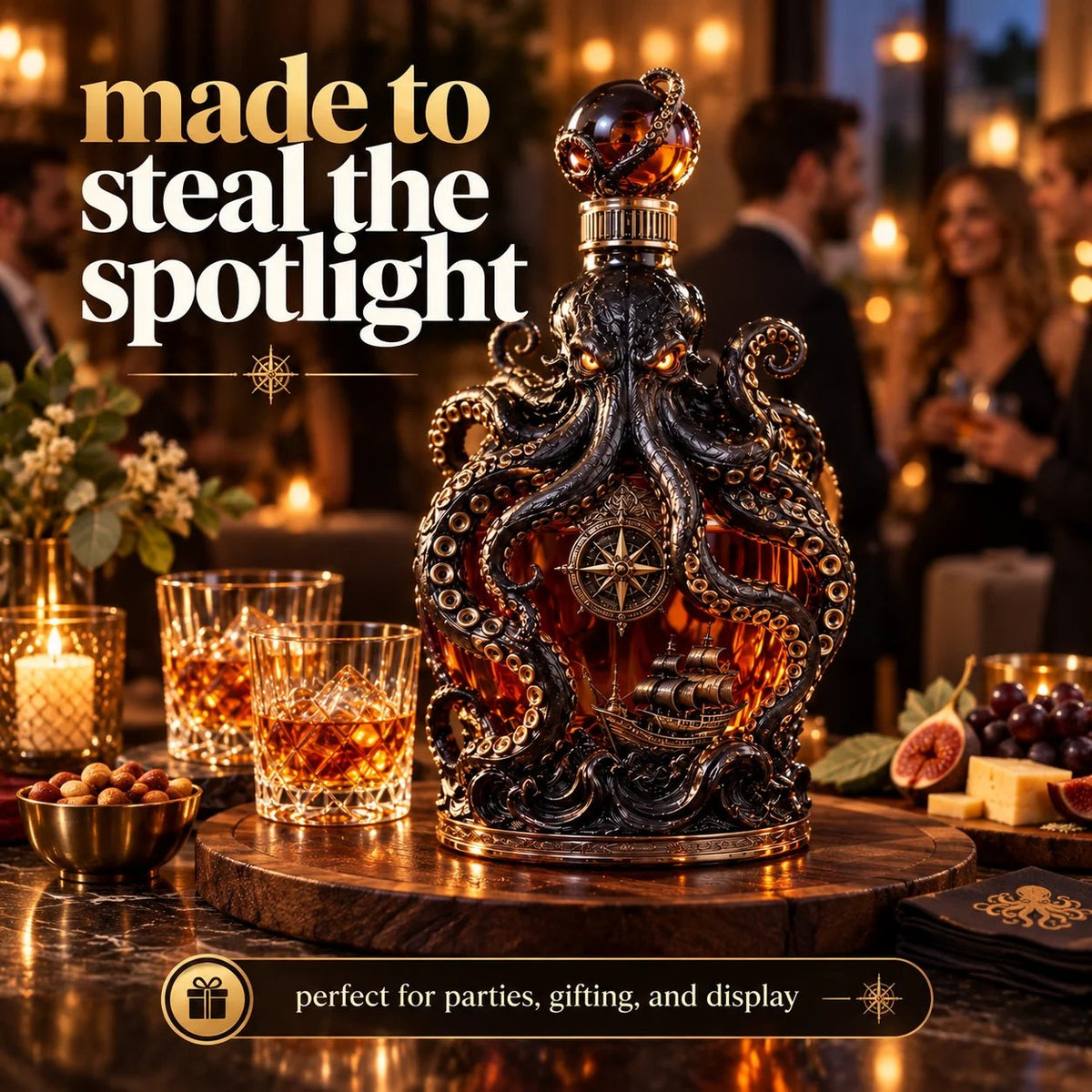 🥃Dark Abyss Kraken Decanter – Sculpted Collector Bottle for Home Bar & Gifting
