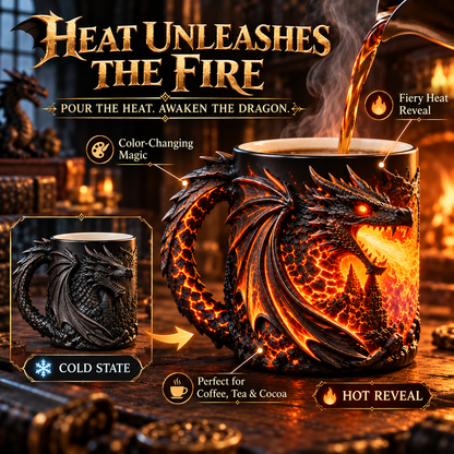 🐉Awaken the Dragon 3D Heat-Reveal Mug – 🔥Color-Changing Fantasy Coffee Cup