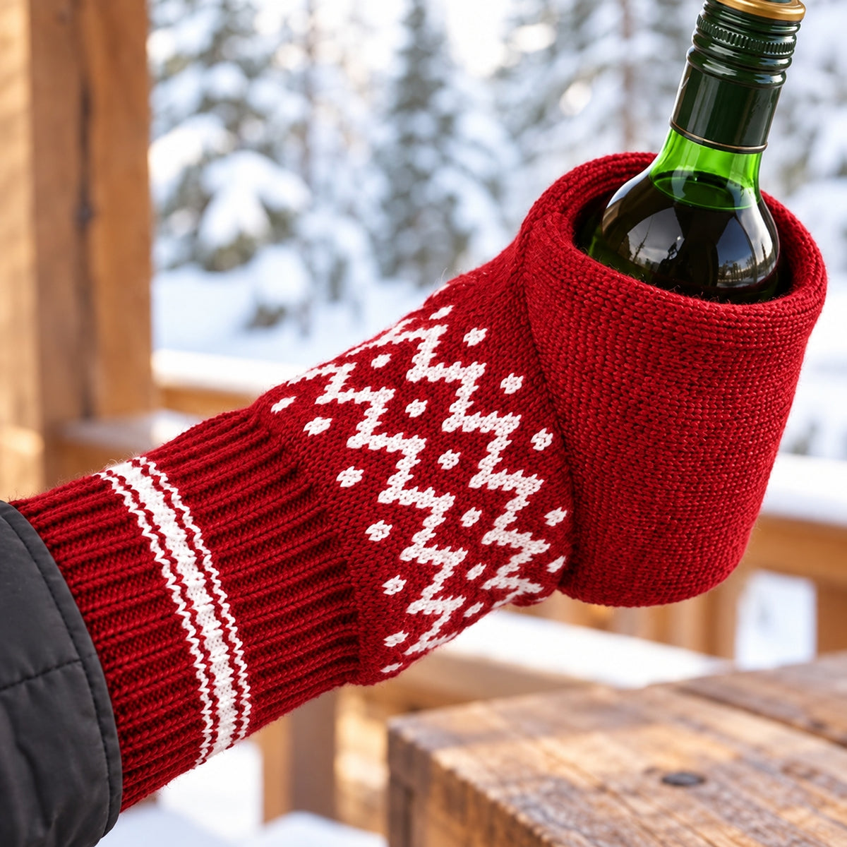 ❄Winter Insulated Glove Holder for Beer Cans Hot Striped Cold Drinks