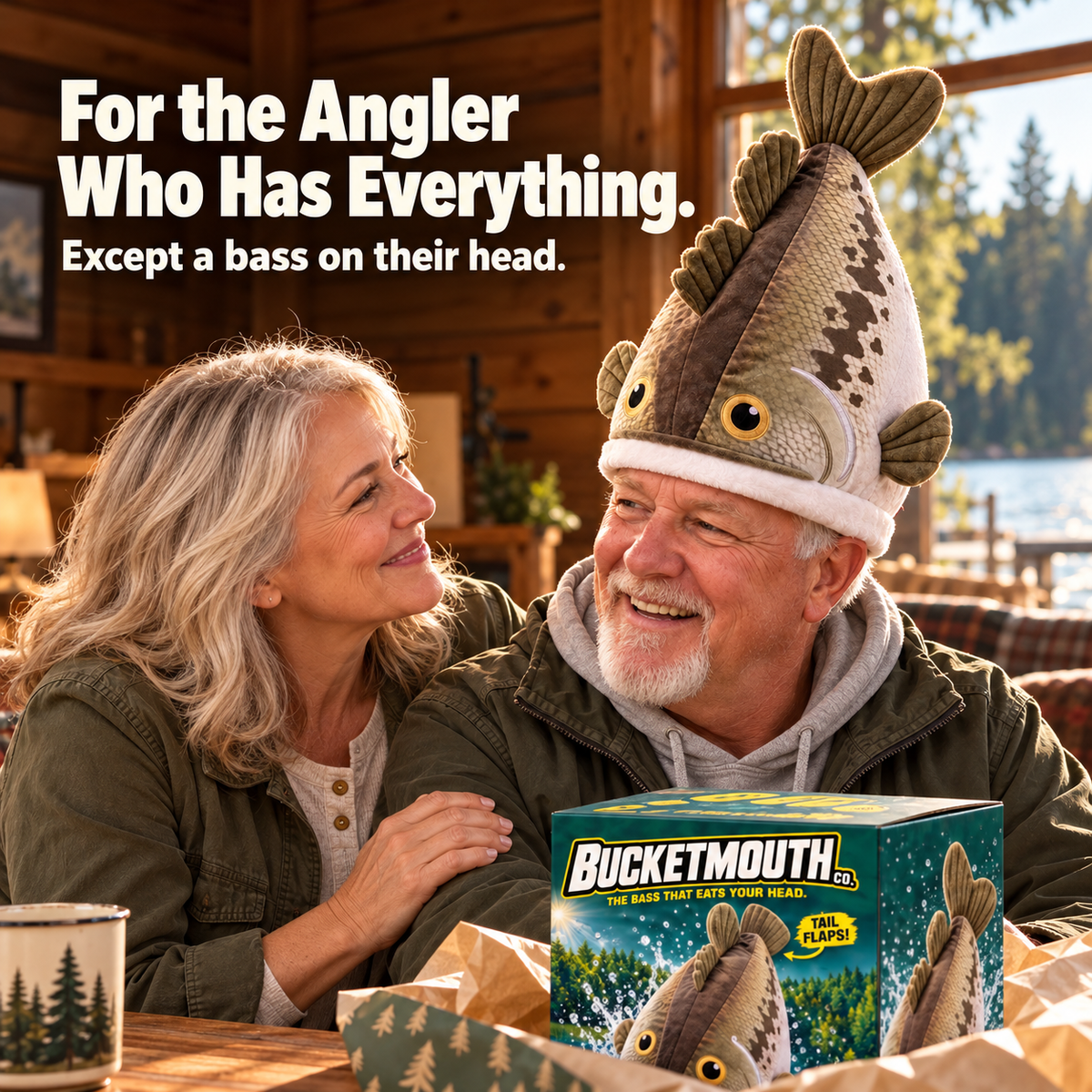 🔥Last Day 49% OFF - Big Bite Bass Tail-Flapping Plush Fish Hat