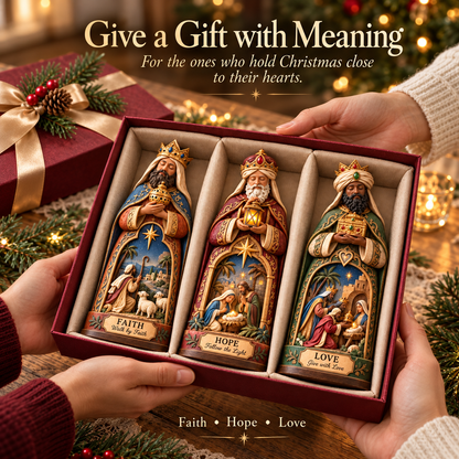 ✝️🌲Faithful Journey – Three Wise Men Nativity Christmas Figurine Set