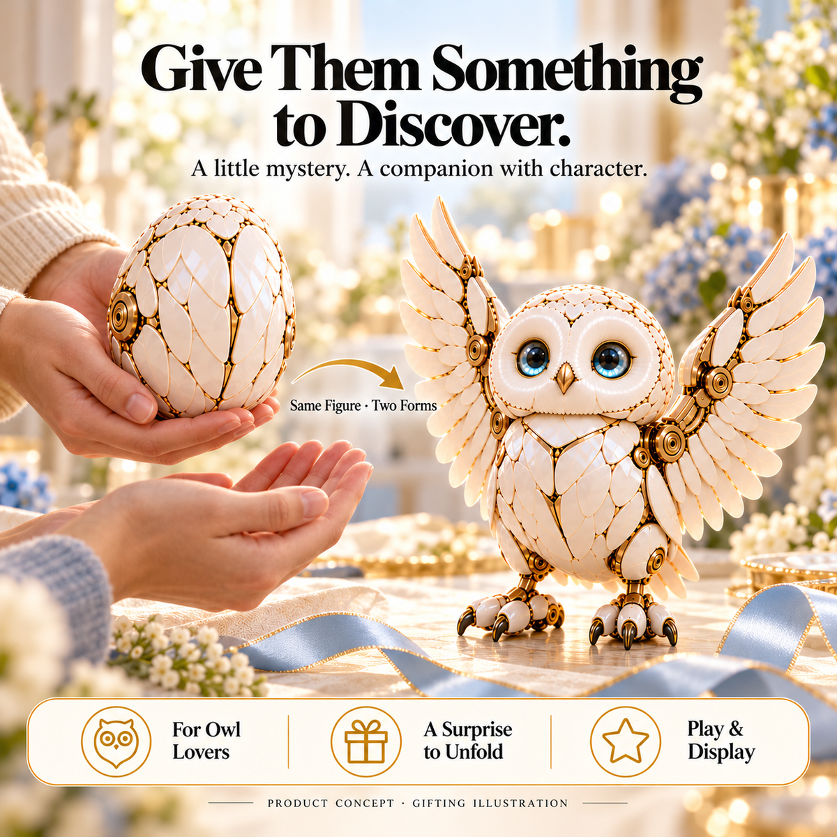 🦉 2-in-1 Transforming Mechanical Owl Egg – A Surprise to Unfold, a Companion to Display