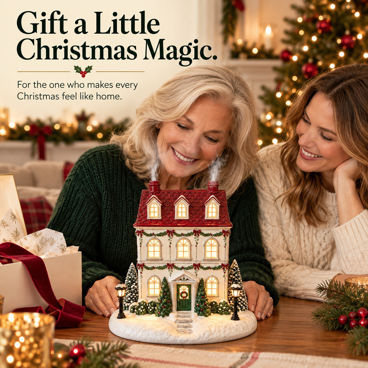 HearthGlow Christmas Cottage — Light-Up Aroma Diffuser