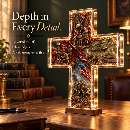 🔥Last Day 49% OFF - The Story of Our Veterans Handcrafted 4-Scene Lighted Memorial Cross - Only 9 Left