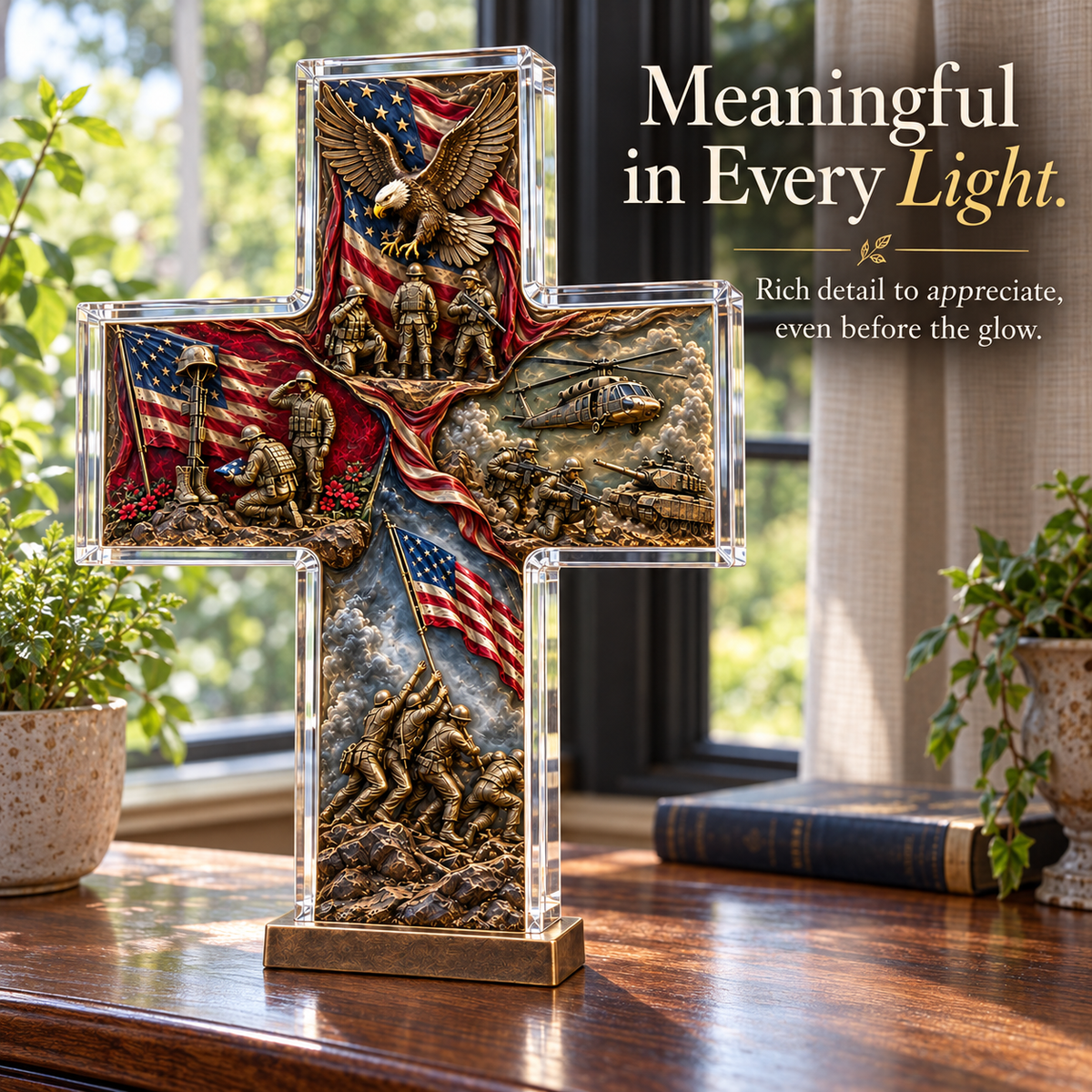 🔥Last Day 49% OFF - The Story of Our Veterans Handcrafted 4-Scene Lighted Memorial Cross - Only 9 Left
