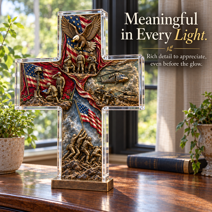 🔥Last Day 49% OFF - The Story of Our Veterans Handcrafted 4-Scene Lighted Memorial Cross - Only 9 Left
