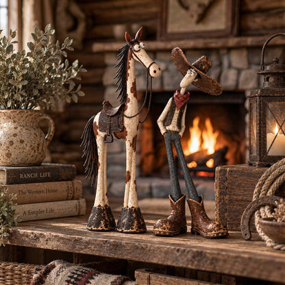🔥LAST DAY 49% OFF | Nestmiro®🤠🐴 Whimsical Western Cowboy & Horse Figurine Duo
