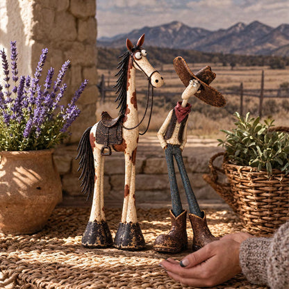 🔥LAST DAY 49% OFF | Nestmiro®🤠🐴 Whimsical Western Cowboy & Horse Figurine Duo
