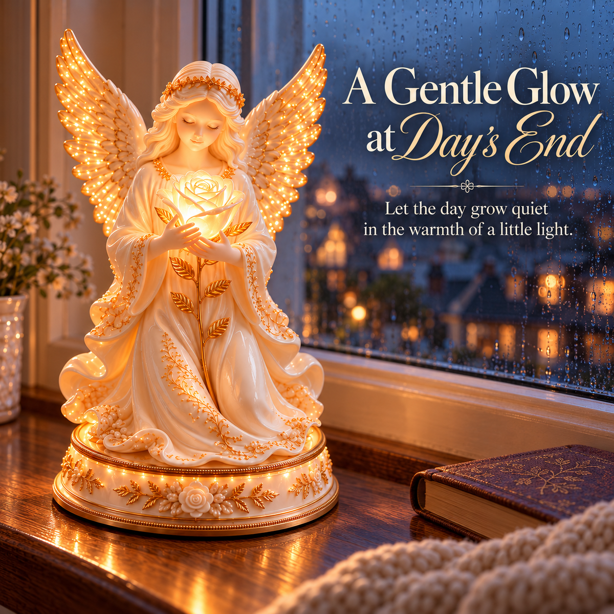 🌹👼✨ Luminous Rose Angel Night Light