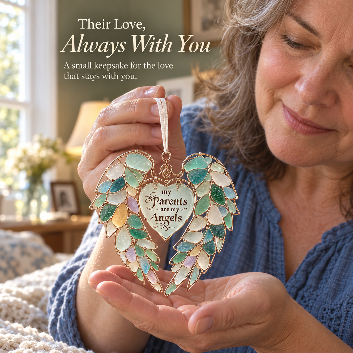 🤍 Heartfelt Wings – Sea Glass Angel Keepsake ✨