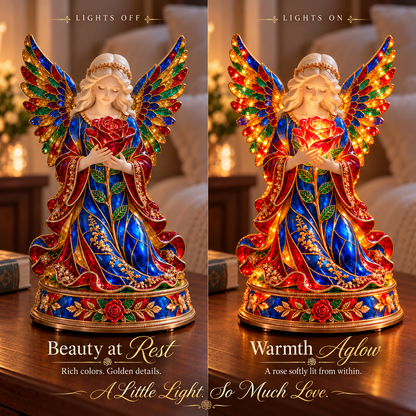 🌹👼✨ Luminous Rose Angel Night Light
