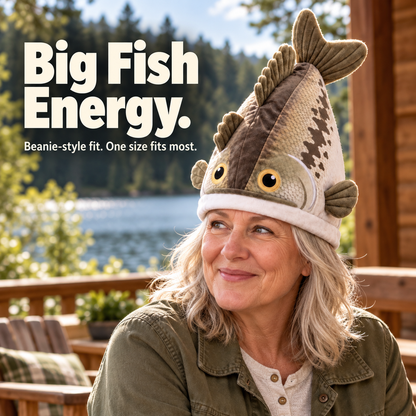 🔥Last Day 49% OFF - Big Bite Bass Tail-Flapping Plush Fish Hat
