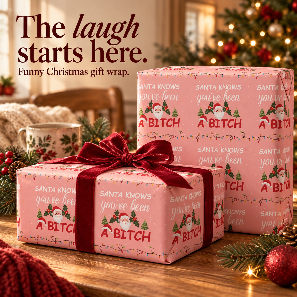 Santa Knows — Cheeky Christmas Wrapping Paper